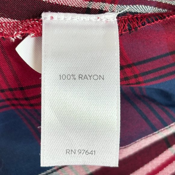 SOLD ruby plaid shirt dress 2X plus size print rayon work casual career EUC - Picture 11 of 11